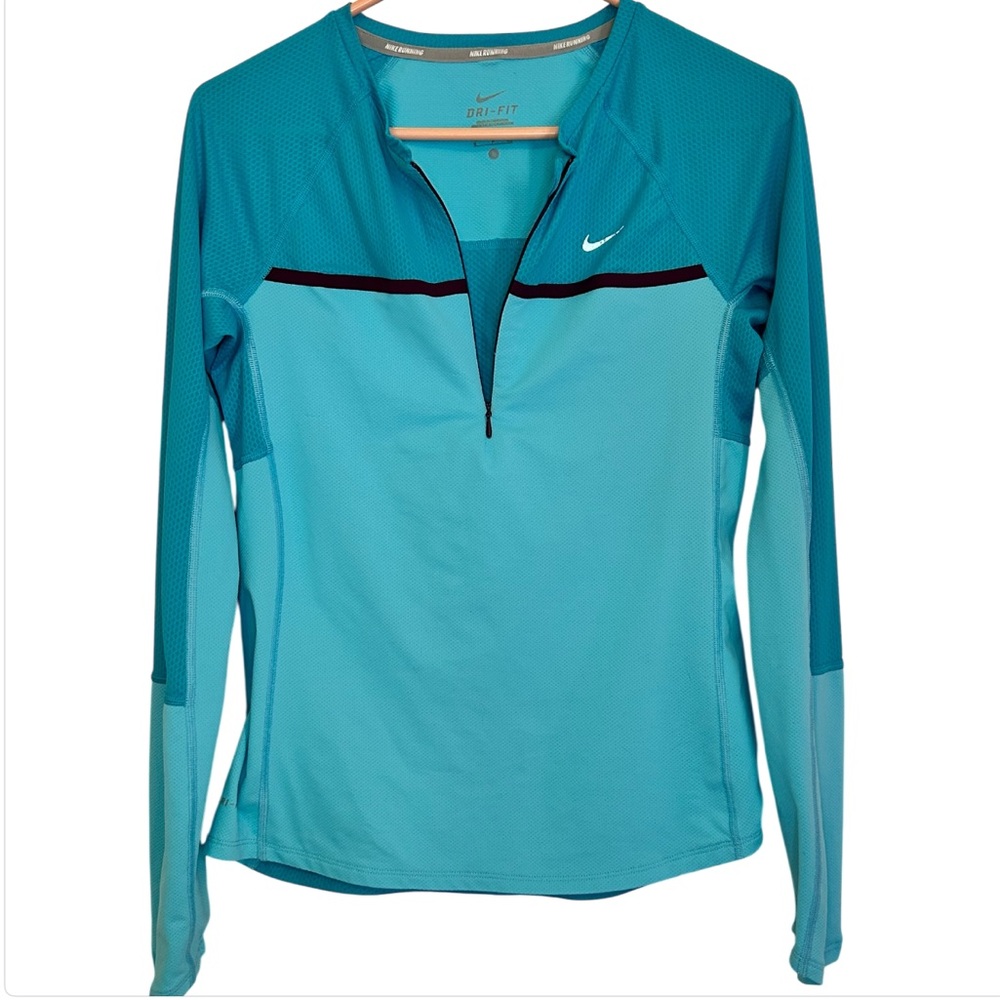 Nike Running Dri-Fit Teal Quarter-Zip  Performance Top Women’s Size Small